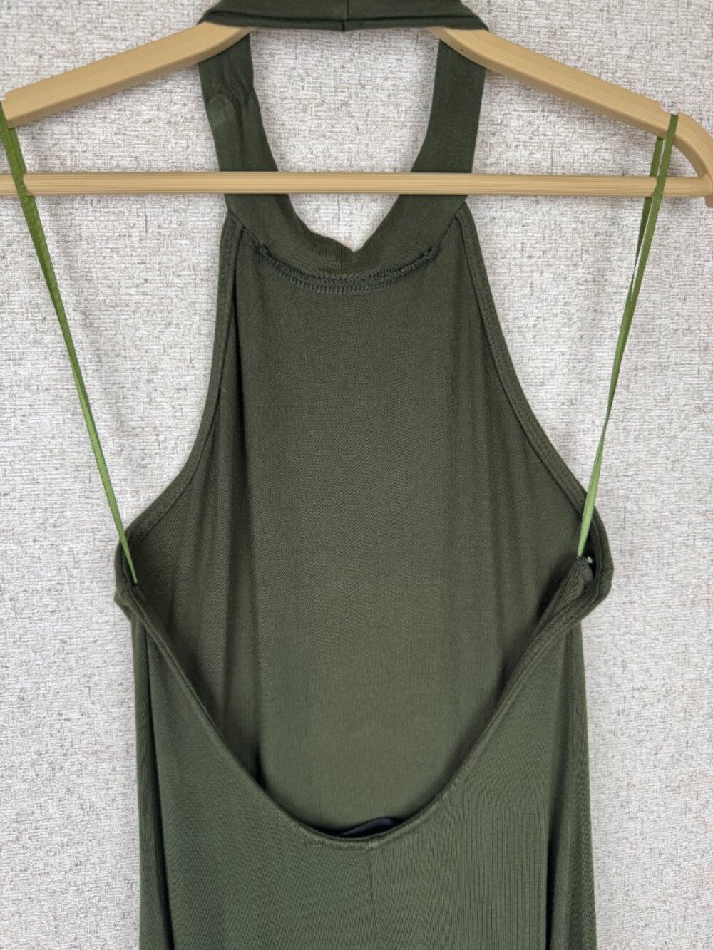 Silence + Noise Olive Green Mock Neck Halter Midi Dress Open Back Bodycon Small - Picture 4 of 7